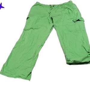 Spring green lg roll up let down pants/ capris 100% cotton cargo pocket